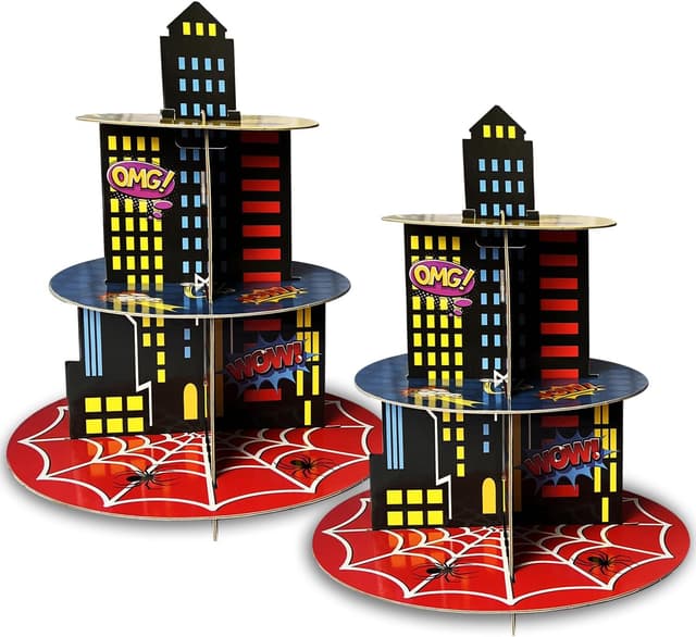 3-Tier Hero-Themed Cupcake Stand (2-Pack)